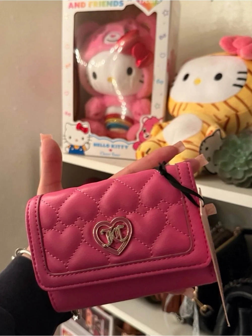 Juicy Couture Hot Pink Quilted Heart Shoulder Bag with Wallet